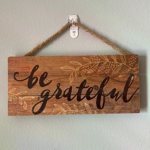 “Be grateful” wooden boho sign